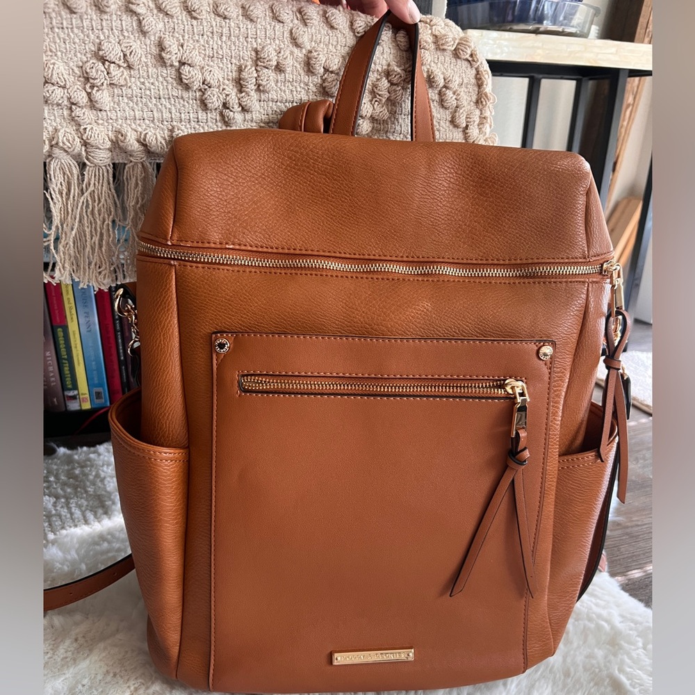 Poppy & Peonies Cognac Commuter Backpack